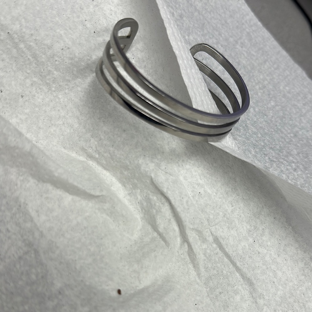 Sleek Silver Triple Band Bracelet
